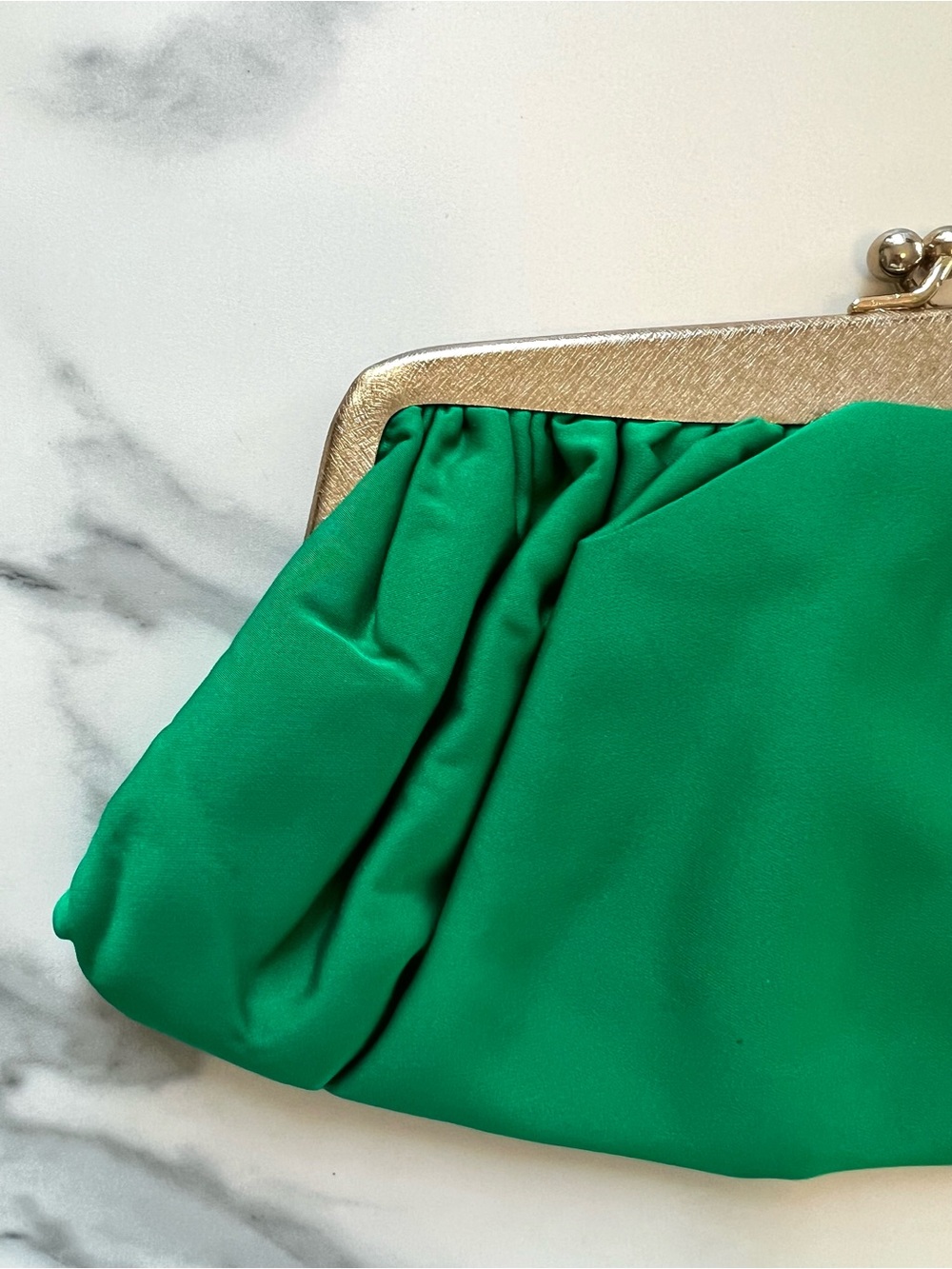 Vintage Emerald Green Textile Evening Clutch Bag 1960s - Picture 11 of 16